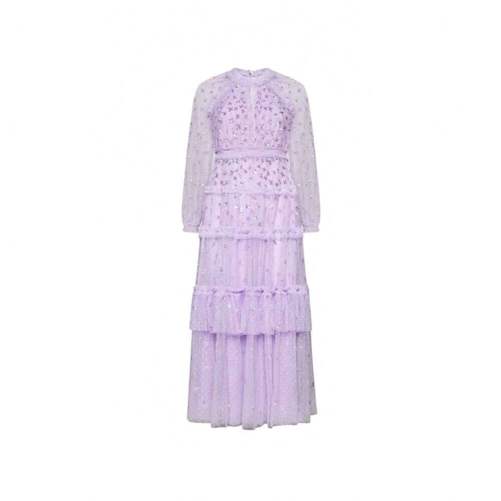 NEW NEEDLE & THREAD sequin kisses ankle gown in periwinkle purple - Picture 4 of 4